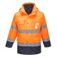 Jacheta reflectorizanta HiVis, 3 in 1, impermeabila, fleece detasabil,, Portocaliu si bleumarin