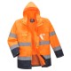 Jacheta reflectorizanta HiVis, 3 in 1, impermeabila, fleece detasabil,, Portocaliu si bleumarin