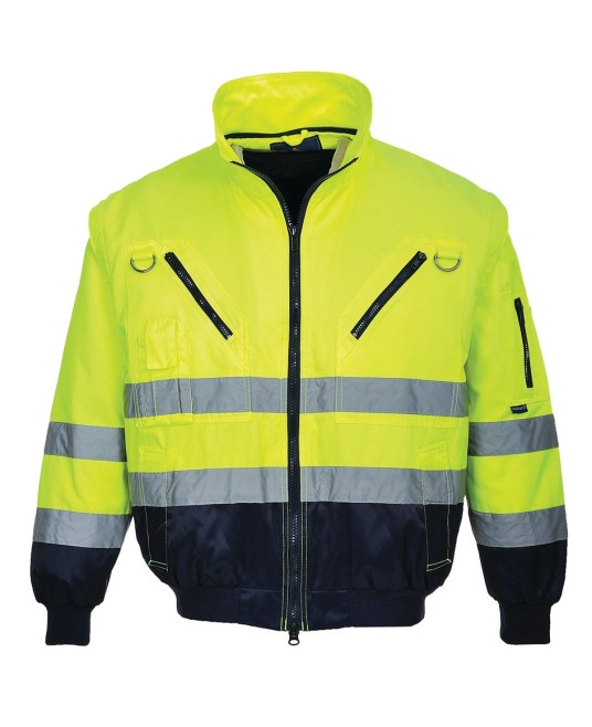 Jacheta vatuita reflectorizanta, 3 in 1, inalta vizibilitate, Quality Portwest [PJ50] Galben si negru