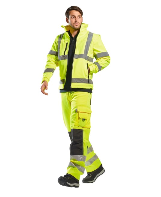Jacheta softshell reflectorizanta, maneci detasabile,membrana tripla, Galben