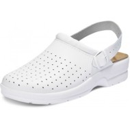Saboti albi medicali cu bareta, piele integrala, talpa ergonomica, pentru barbati