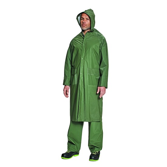 Pelerina lunga de ploaie, PVC, culoare verde