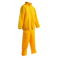 Costum de ploaie compus din pantaloni si jacheta, galben