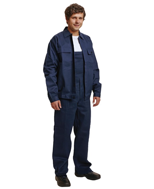 Costum de lucru (salopeta cu pieptar + jacheta), bumbac 240g/m2 Bleumarin