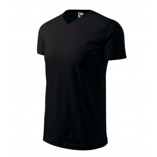 Heavy V-neck tricou maneca scurta unisex [111 colorat] Negru