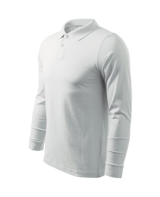 Tricou polo  maneca lunga  barbati, bumbac,180g/m2 Malfini Single J. LS211, alb