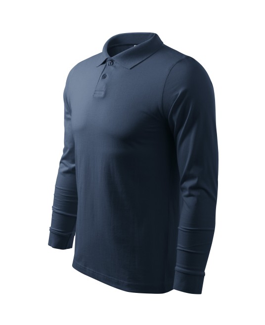 Tricou polo  maneca lunga  barbati, bumbac,180g/m2 Malfini Single J. LS211 Bleumarin