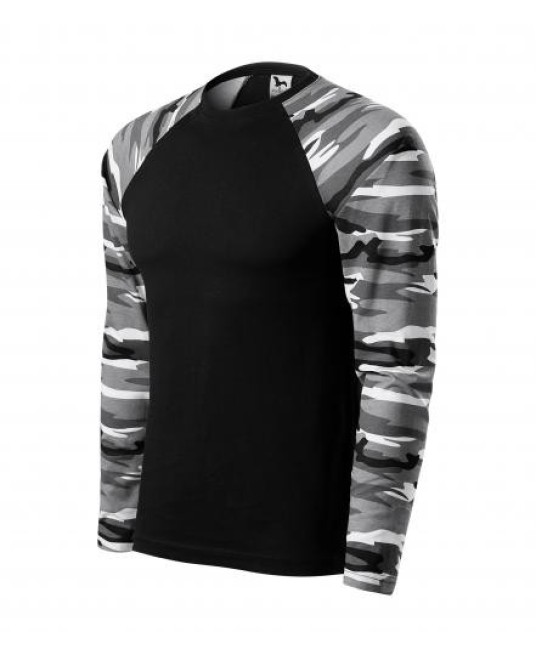 Tricou camuflaj cu maneca lunga [166] Gri cu negru