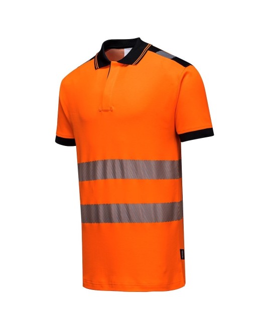 Tricou polo HiVis reflectorizant, calitate premium PW3 [T180] Portocaliu fosforescent