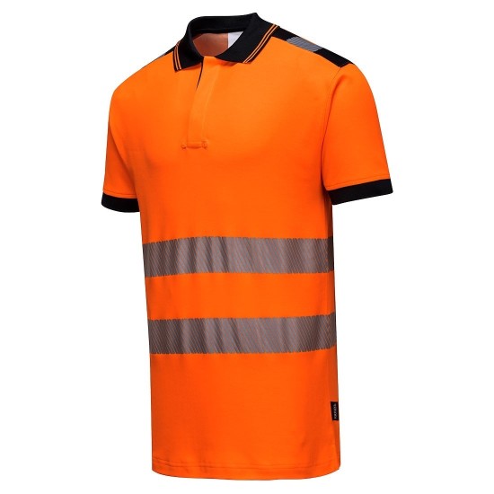 Tricou polo HiVis reflectorizant, calitate premium PW3 [T180] Portocaliu fosforescent