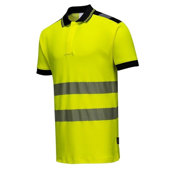 Tricou polo HiVis reflectorizant, calitate premium PW3 [T180] Galben fosforescent