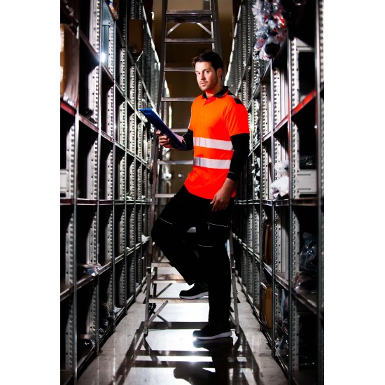 Tricou polo HiVis reflectorizant, 55% bumbac, Portocaliu Neon Tricou polo HiVis reflectorizant, 55% bumbac, Portocaliu Neon