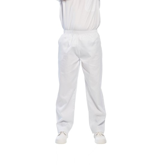 Pantaloni medicali albi sau albastri, 1 buzunar, tercot, 190g/m2 [2208] Alb