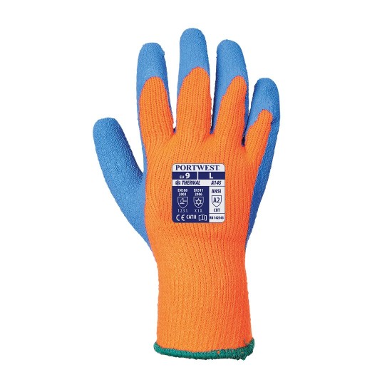 Manusi de protectie termica frig, impregnare latex in palma [A145] Portocaliu si albastru