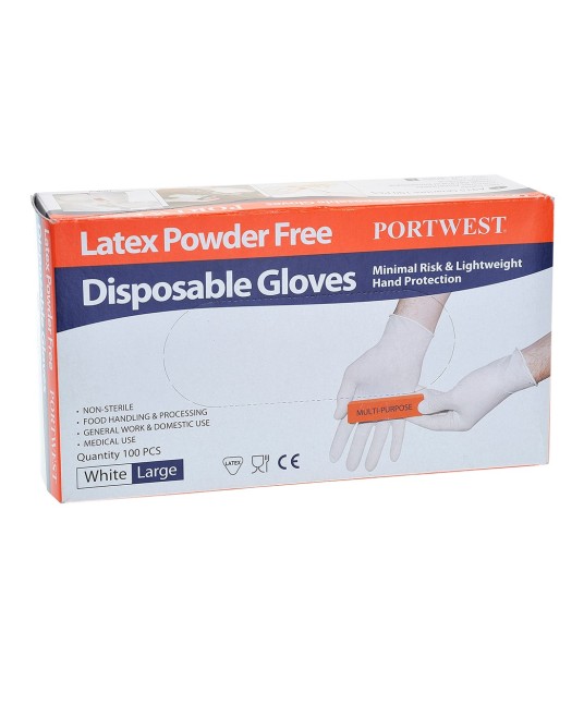 Manusi de unica folosinta din latex, nepudrate, 100 buc/cutie [A915] Alb
