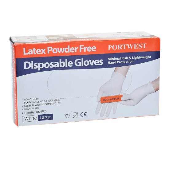 Manusi de unica folosinta din latex, nepudrate, 100 buc/cutie [A915] Alb