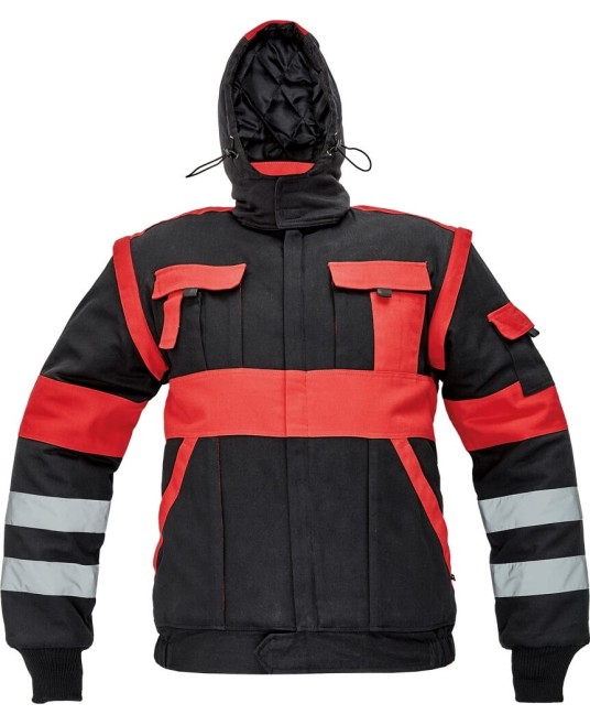 Jacheta vatuita cu maneci detasabile, 2 in 1, bumbac, rosu/negru, colectia Max Negru-Rosu