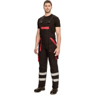 Salopeta de iarna cu pieptar, dungi reflectorizante, negru/rosu Negru si rosu
