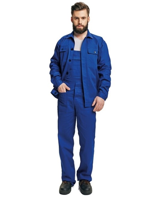 Costum de lucru (salopeta cu pieptar + jacheta), bumbac 240g/m2 Albastru