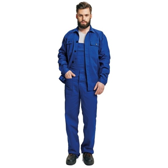 Costum de lucru (salopeta cu pieptar + jacheta), bumbac 240g/m2 Albastru