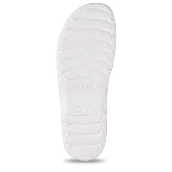 Saboti albi medicali cu bareta, piele integrala, talpa ergonomica, pentru femei Saboti albi medicali cu bareta, piele integrala, talpa ergonomica, pentru femei