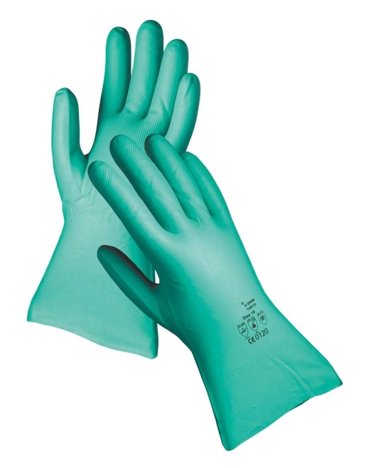 Manusi de protectie antichimica din nitril, 33cm, culoare verde