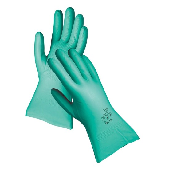 Manusi de protectie antichimica din nitril, 33cm, culoare verde Manusi de protectie antichimica din nitril, 33cm, culoare verde