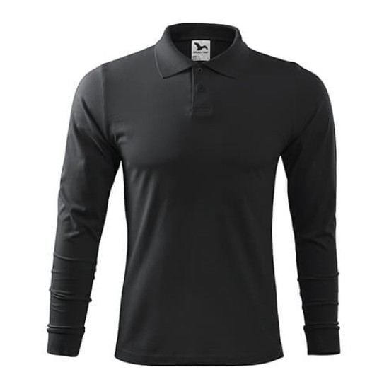 Tricou polo  maneca lunga  barbati, bumbac,180g/m2 Malfini Single J. LS211 Ebony Grey