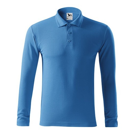 Tricou polo maneca lunga barbati, 200g/m2, Malfini LS221 Bleumarin