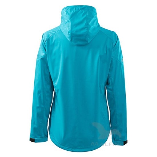 Jacheta softshell pentru femei, gluga, 3 straturi Turcoaz