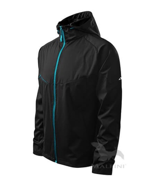 Jacheta softshell pentru barbati, gluga, 3 straturi Negru