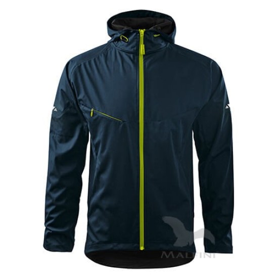 Jacheta softshell pentru barbati, gluga, 3 straturi Turcoaz