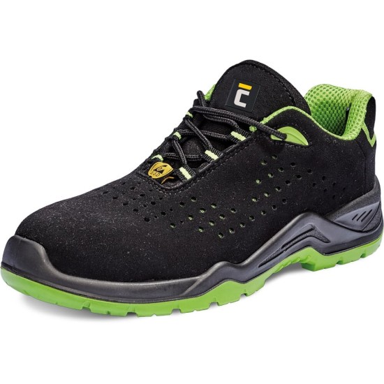 Pantofi de protectie ESD foarte comozi S1P Negru cu verde Pantofi de protectie ESD foarte comozi S1P Negru cu verde