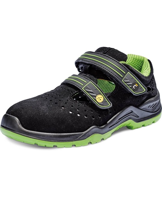 Sandale de protectie ESD foarte comode S1P Negru cu verde