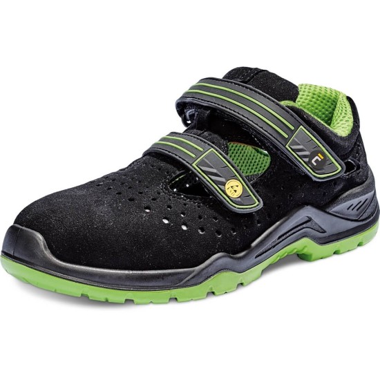 Sandale de protectie ESD foarte comode S1P Negru cu verde - minim 30 perechi Sandale de protectie ESD foarte comode S1P Negru cu verde - minim 30 perechi