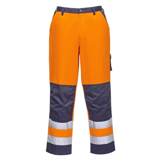 Pantaloni de protectie reflectorizanti, inalta vizibilitate, tercot 245g/m2 [TX51] Portocaliu si bleumarin