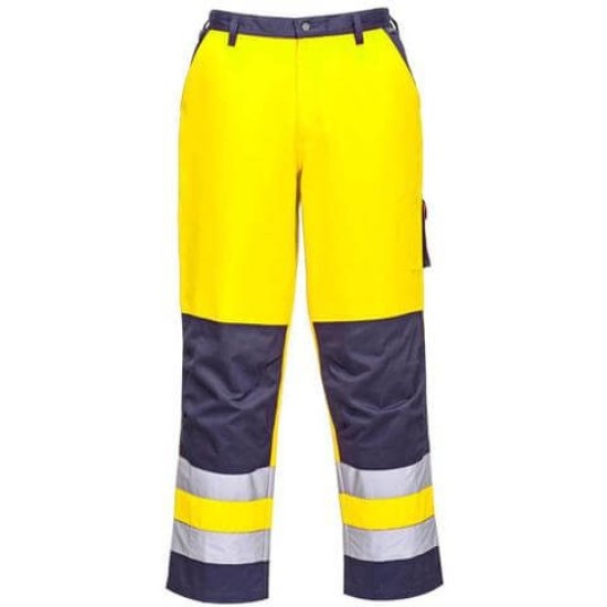 Pantaloni de protectie reflectorizanti, inalta vizibilitate, tercot 245g/m2 [TX51] Galben si Bleumarin