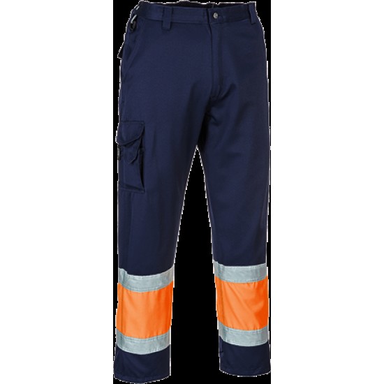 Pantaloni reflectorizanti Hi-Vis Two Tone Combat [E049] Portocaliu si bleumarin