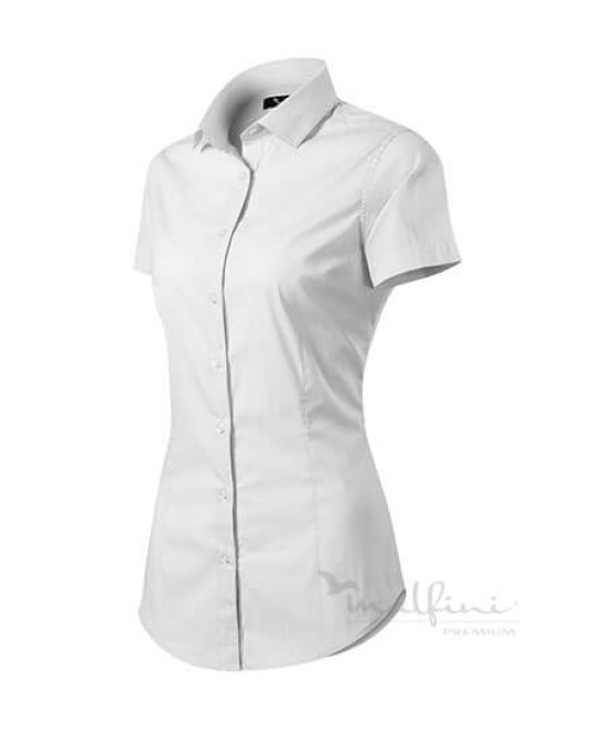 Camasa cu maneca scurta pentru femei, model cambrat, 110g/m2 [261 Flash] Alb