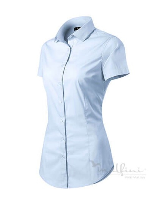 Camasa cu maneca scurta pentru femei, model cambrat, 110g/m2 [261 Flash] Albastru deschis