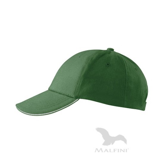 Sapca Sandwich 6P 306 Malfini, bumbac 340g/m2, Verde sticla dunga alba Sapca Sandwich 6P 306 Malfini, bumbac 340g/m2, Verde sticla dunga alba