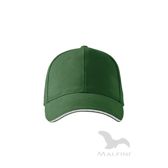 Sapca Sandwich 6P 306 Malfini, bumbac 340g/m2, Verde sticla dunga alba Sapca Sandwich 6P 306 Malfini, bumbac 340g/m2, Verde sticla dunga alba