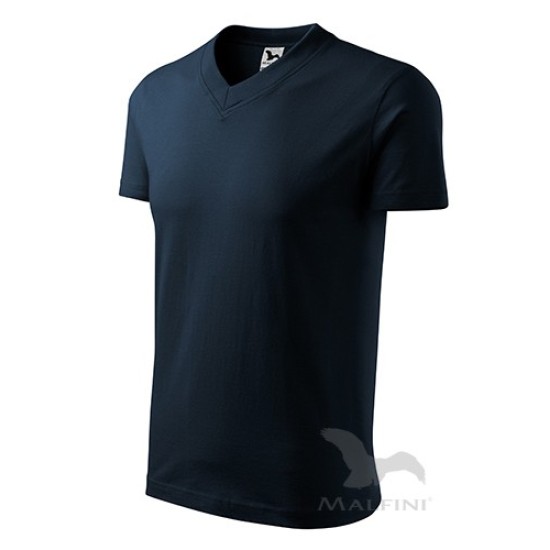 Tricou barbati V-neck 102 Malfini, bumbac 160g/m2 Bleumarin