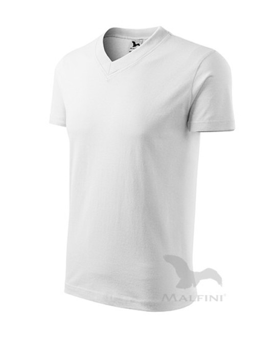 Tricou barbati V-neck 102 Malfini, bumbac 160g/m2 Alb