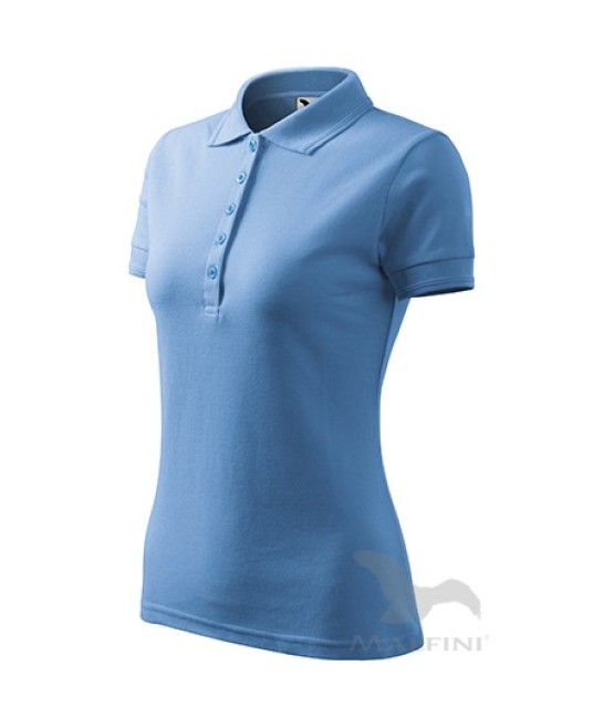 Pique Polo tricou polo maneca scurta pentru femei [210 Pique Polo] Albastru deschis