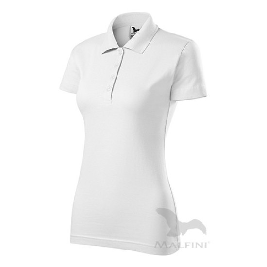 Tricou polo femei, bumbac 180g/m2, Malfini Single J.223 Alb