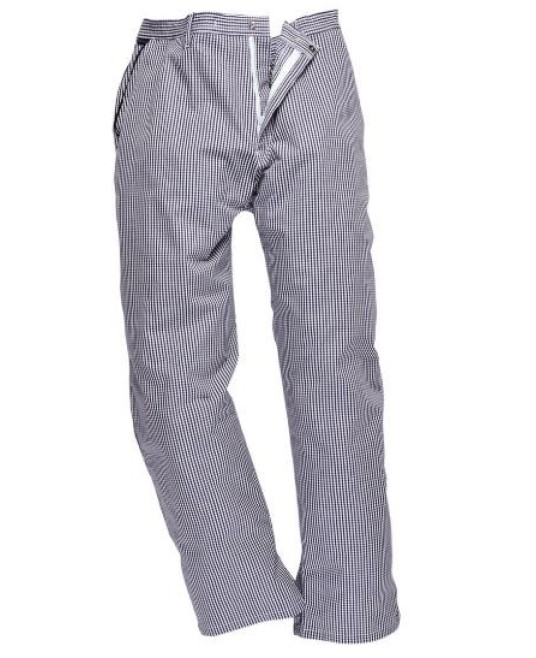 Pantaloni cu carouri bucatari, 190g/m2 [C075] Bleumarin-alb