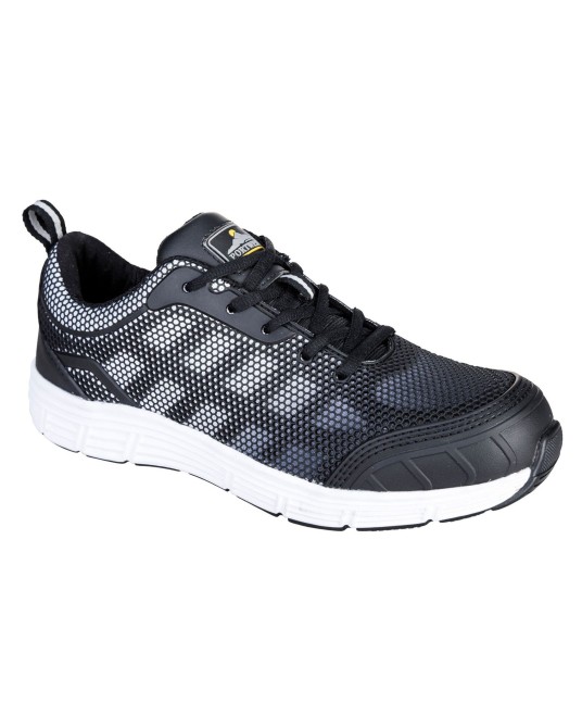 Pantofi de protectie cu bombeu metalic si lamela, talpa EVA/cauciuc, S1P [FT15] Negru si alb