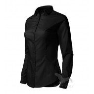 Camasa cu maneca lunga pentru femei, marginea inferioara curbata, 125g/m2 [229 Style LS] Negru