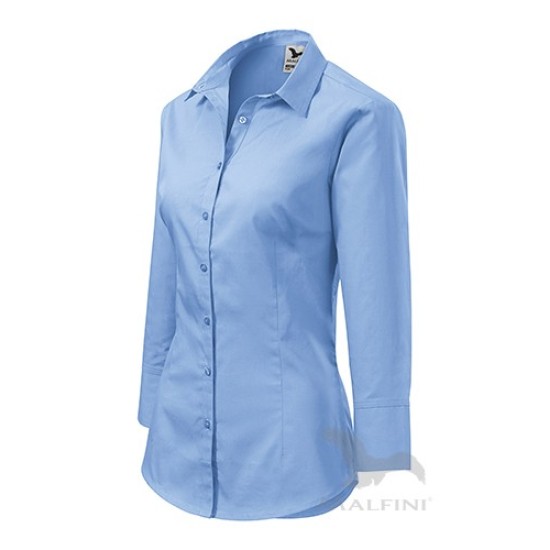 Camasa cu maneca lunga pentru femei, model cambrat,125g/m2 [218 Style] Albastru deschis